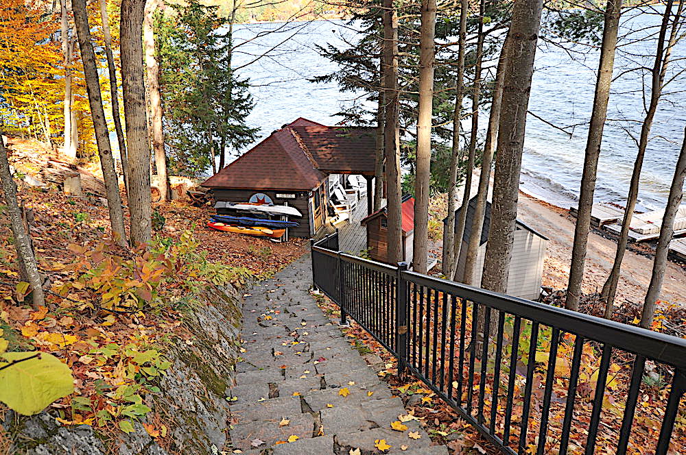 Boshkung Lake The Farley Lake House - Stairs to Boathouse