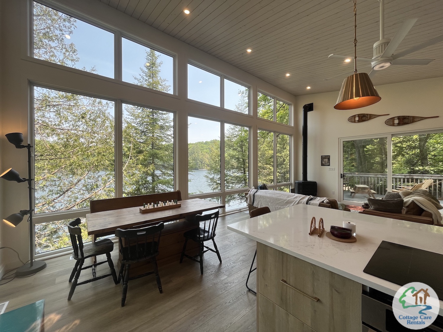 Miskwabi Lake By the Shore - Kitchen, Dining, and Living Rooms
