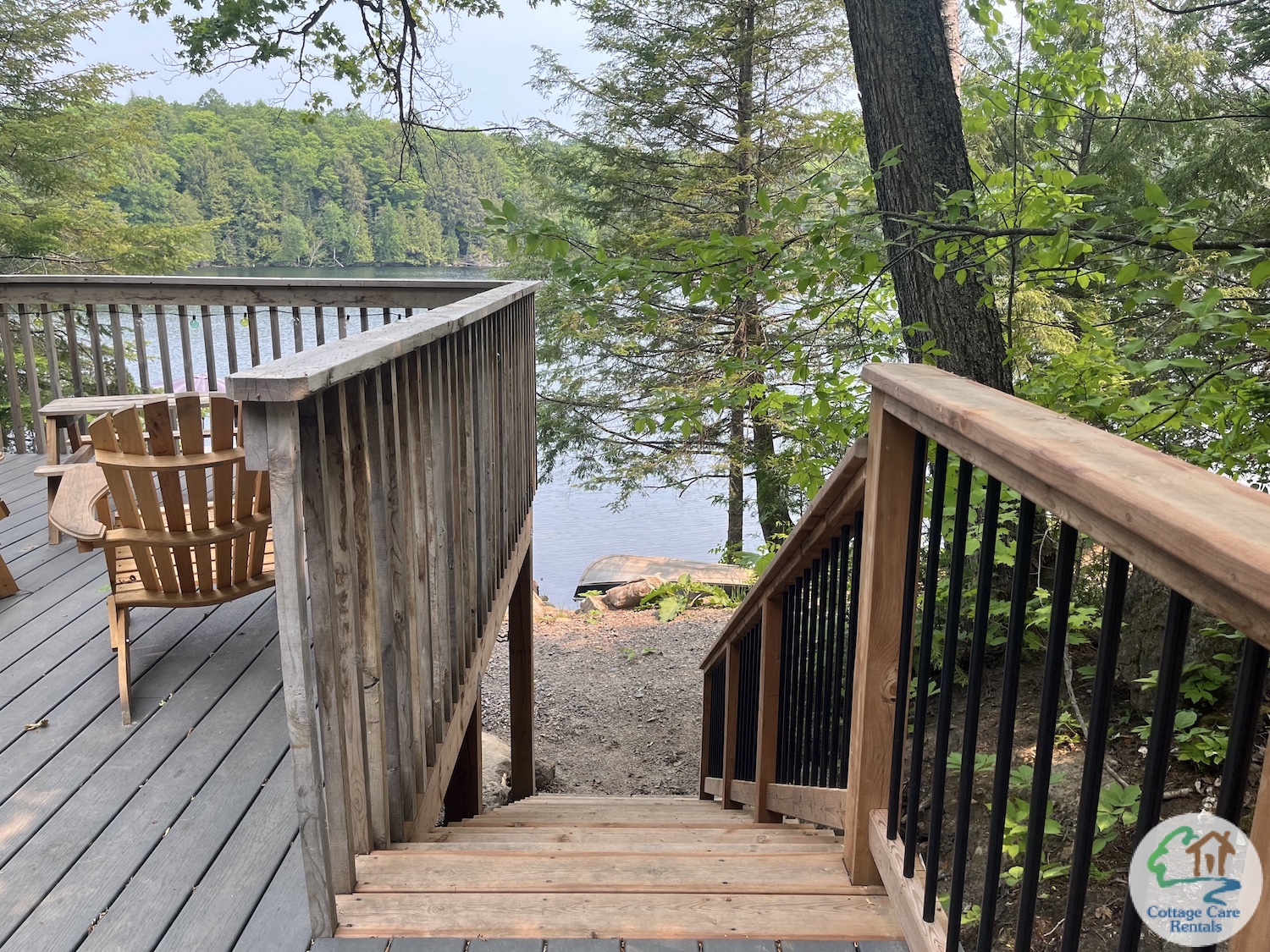 Miskwabi Lake By the Shore - Deck Stairs to Lake
