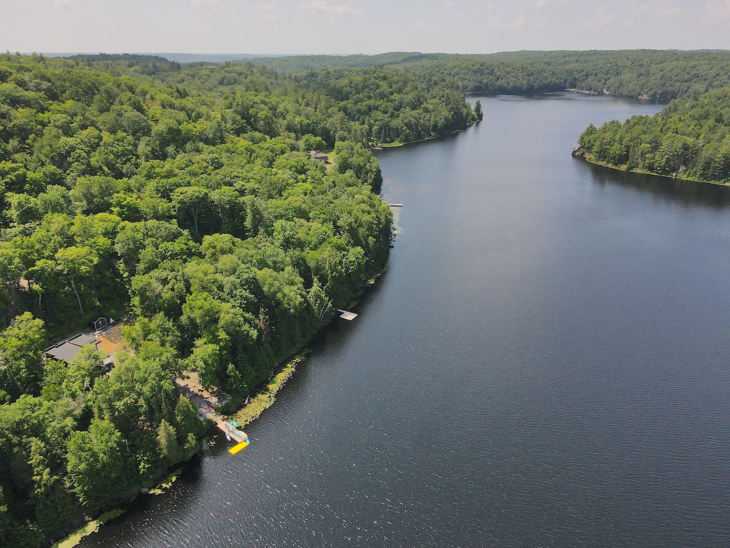 Growler Lake Deerwood Retreat - Aerial of Cottage and Lake