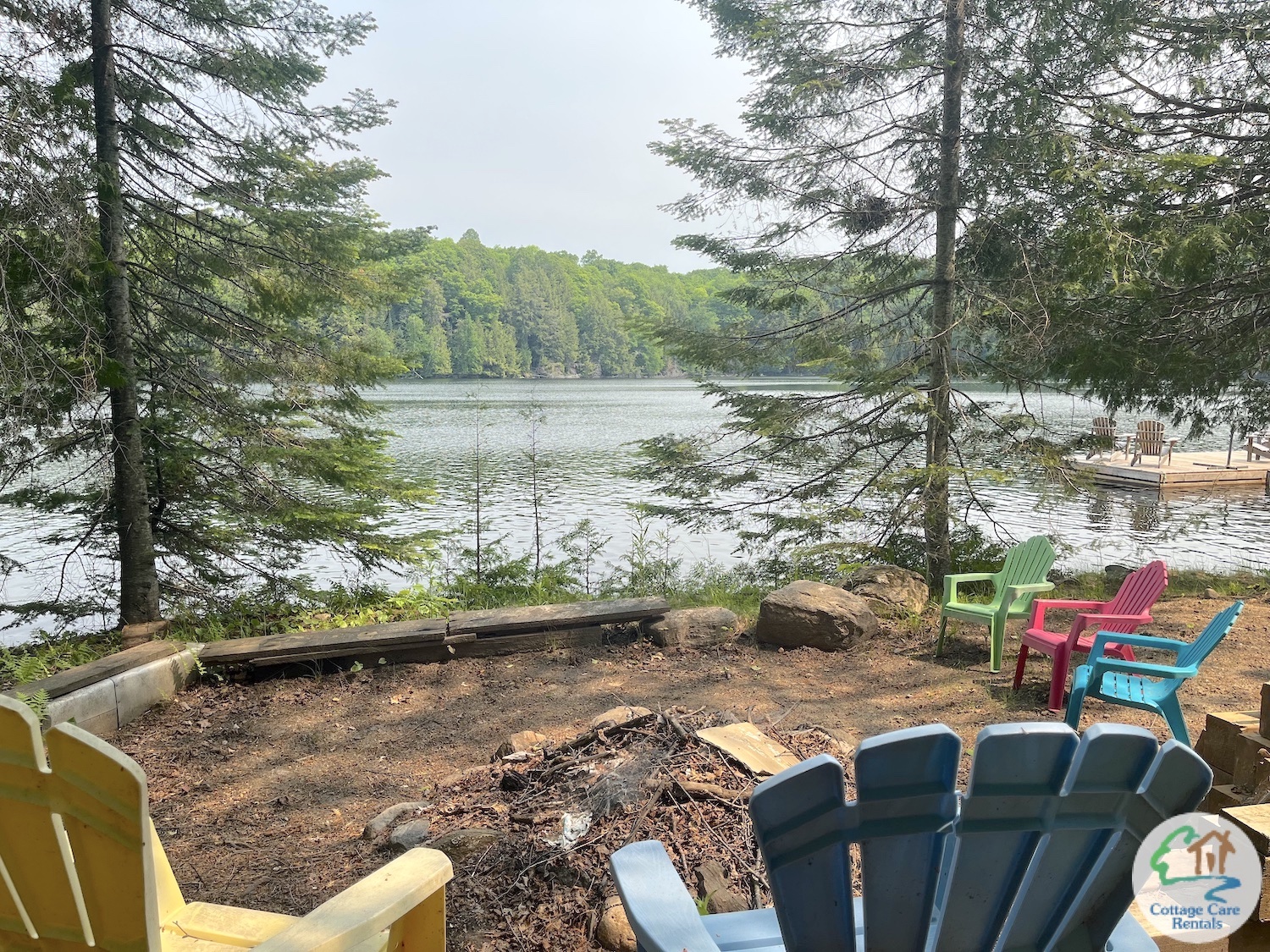 Miskwabi Lake By the Shore - Lakeside Firepit and Shoreline to Left of Cottage