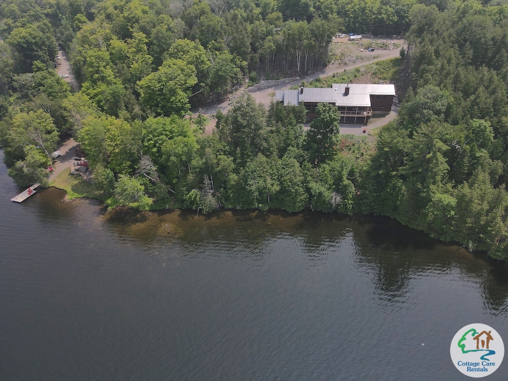 Lower Buckhorn Lake Sunset Point - Aerial of Cottage and Lakefront