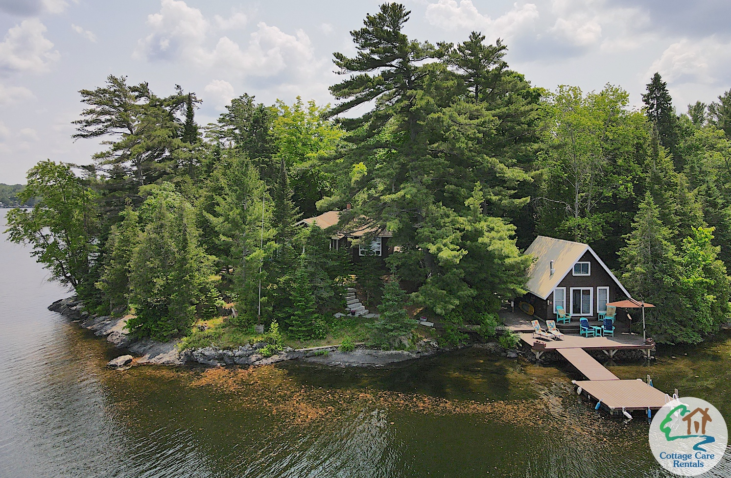 Shadow Lake Point of Views - Aerial of Cottage and Bunkie