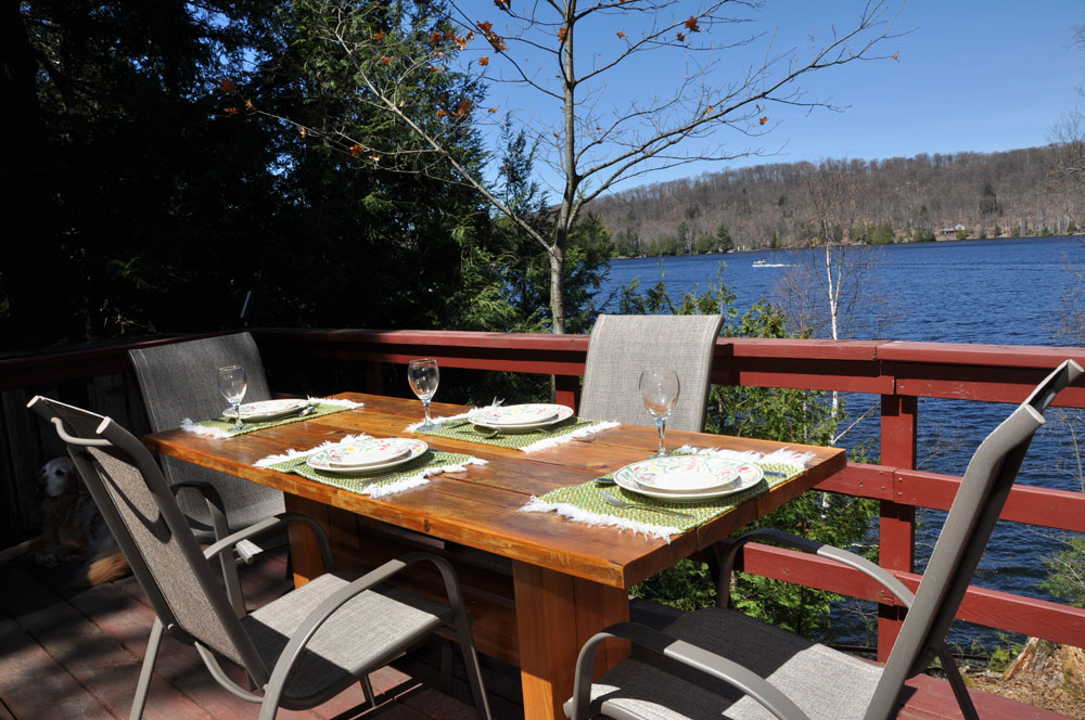 Haliburton Cottage on Big Hawk Lake - Dining on the deck with beautiful lake view